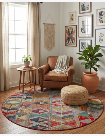 6' x 6' Easy-Clean Modern Indoor / Outdoor Round Rug