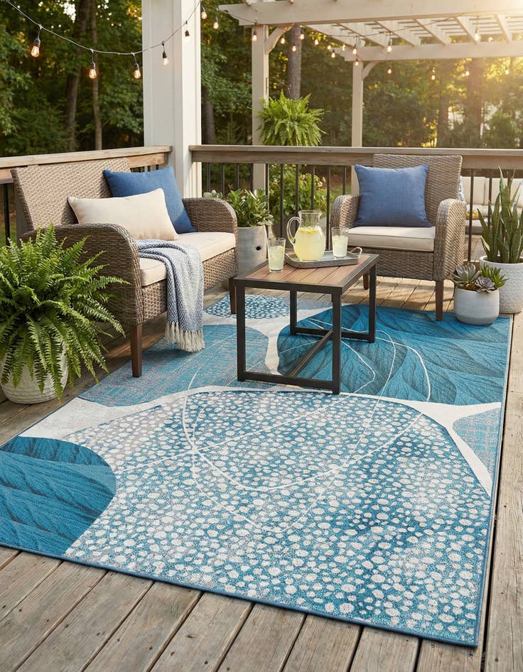 Detail image of 5' 3 x 8' Easy-Clean Modern Indoor / Outdoor Rug