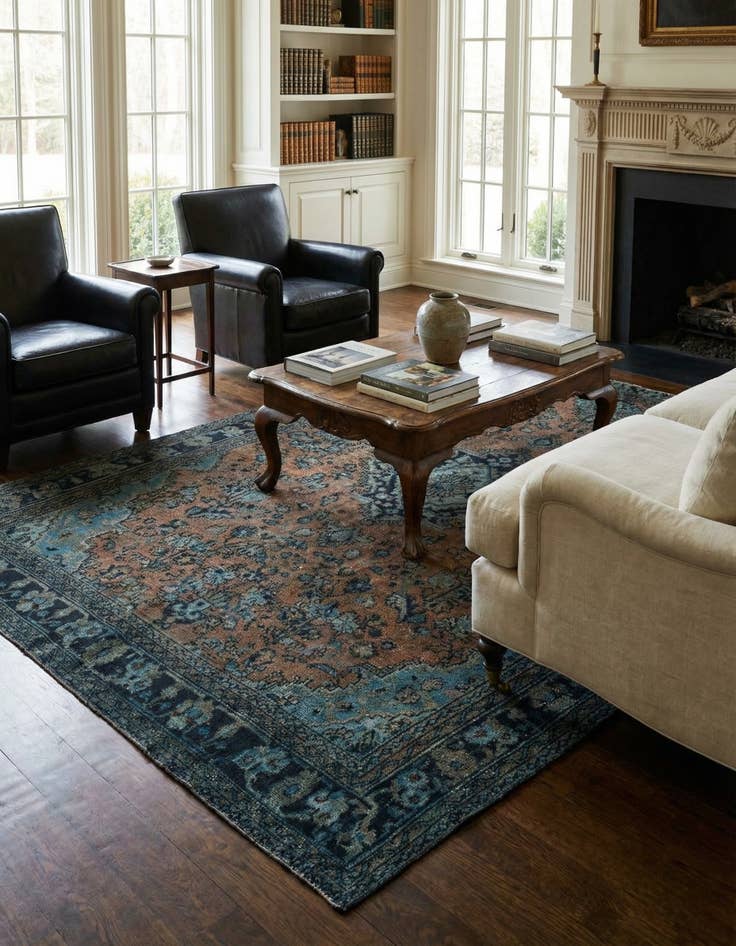 Detail image of 6' 10 x 9' 5  Hand Knotted Ultra Vintage Persian Wool Rug