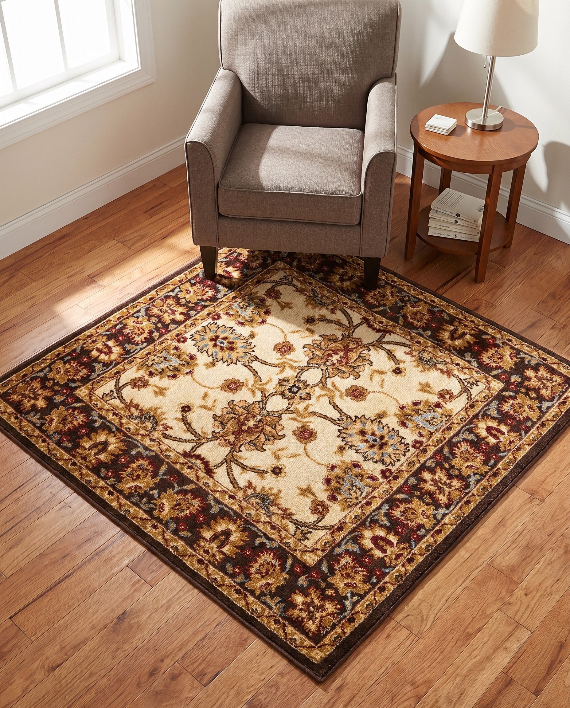 Cream Classic Agra Square Rug