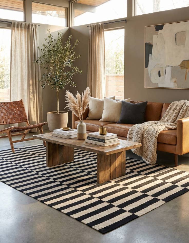 Detail image of  5' 7 x 7' 9  Hand Woven Kilim Modern Wool Rug