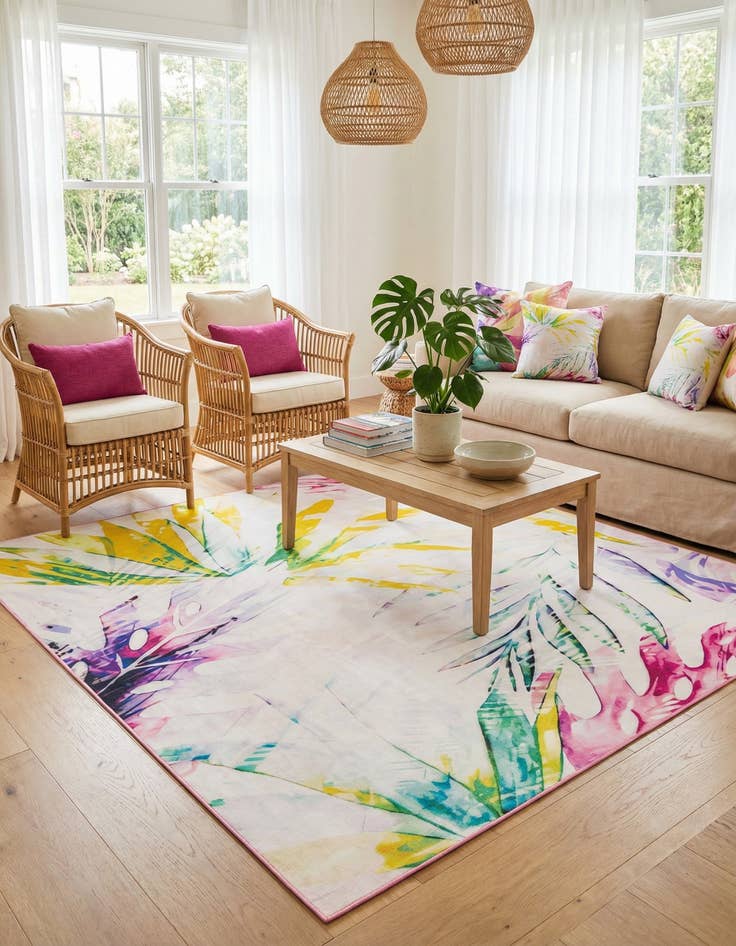 Detail image of 10' x 10' Easy-Clean Jill Zarin Caribbean Indoor / Outdoor Square Rug