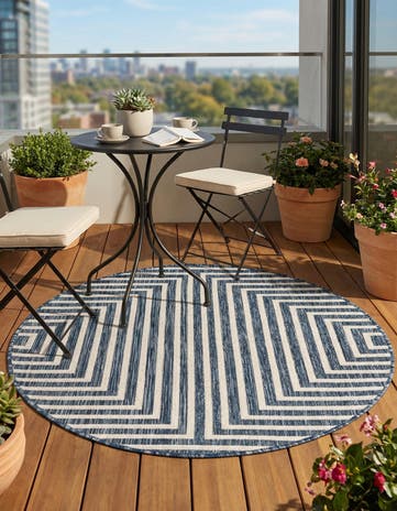 3' x 3' Easy-Clean Modern Indoor / Outdoor Round Rug