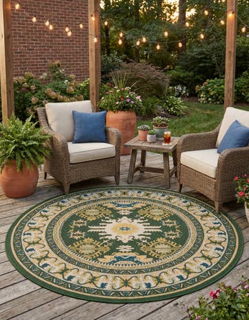 7' 10 x 7' 10 Easy-Clean Baja Indoor / Outdoor Round Rug