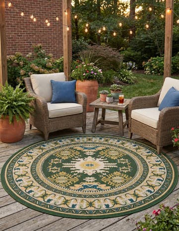 7' 10 x 7' 10 Easy-Clean Baja Indoor / Outdoor Round Rug