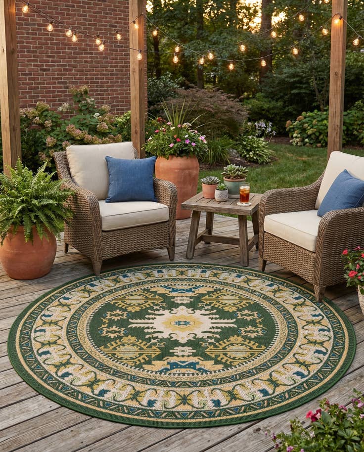 Detail image of 7' 10 x 7' 10 Easy-Clean Baja Indoor / Outdoor Round Rug