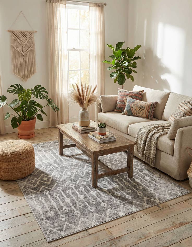 Detail image of 5' 3 x 5' 3 Bohemian Trellis Square Rug