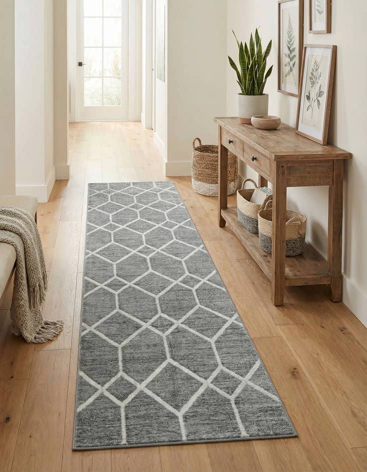 Detail image of 2' 7 x 13' Lattice Trellis Runner Rug