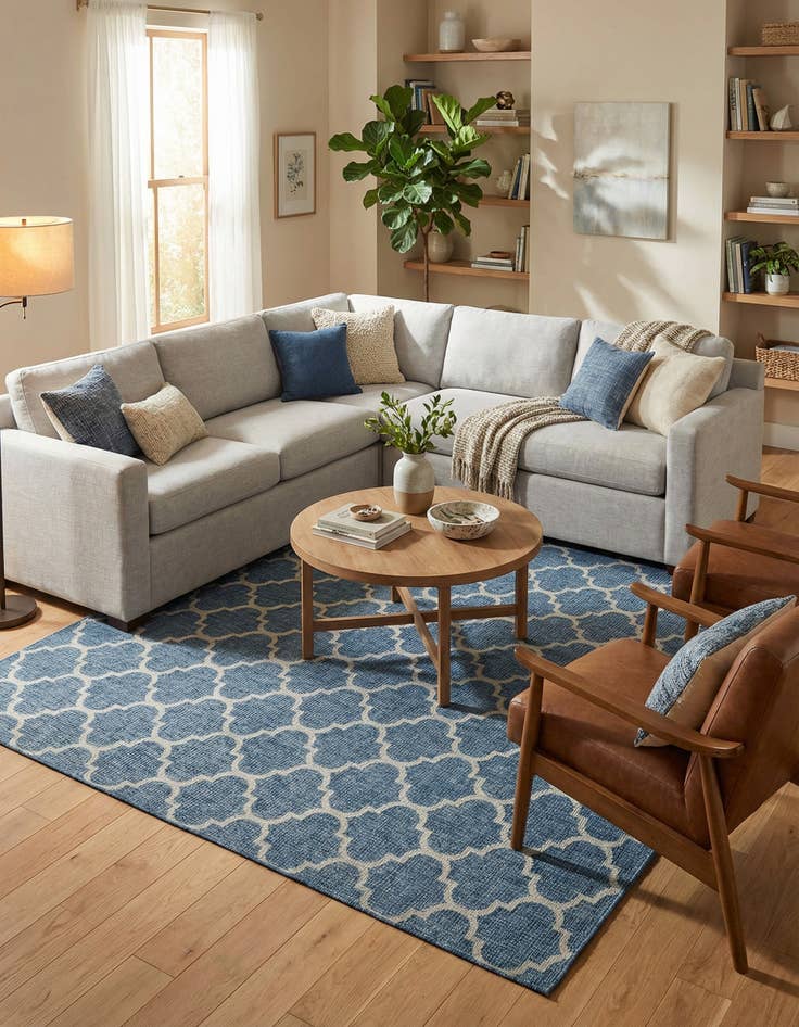 Detail image of  13' x 13'  Washable Lattice Indoor / Outdoor Square Rug