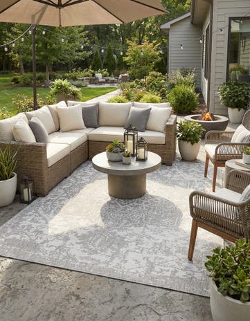 Gray Easy-Clean Jill Zarin Dubai Indoor / Outdoor Rug