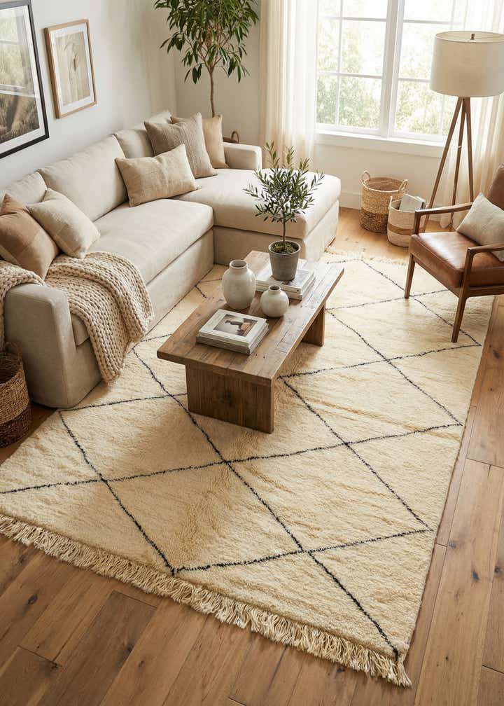 6' 7 x 9' 7 Hand Knotted Moroccan Wool Rug