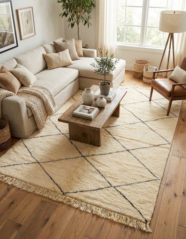 Detail image of 6' 7 x 9' 7 Hand Knotted Moroccan Wool Rug