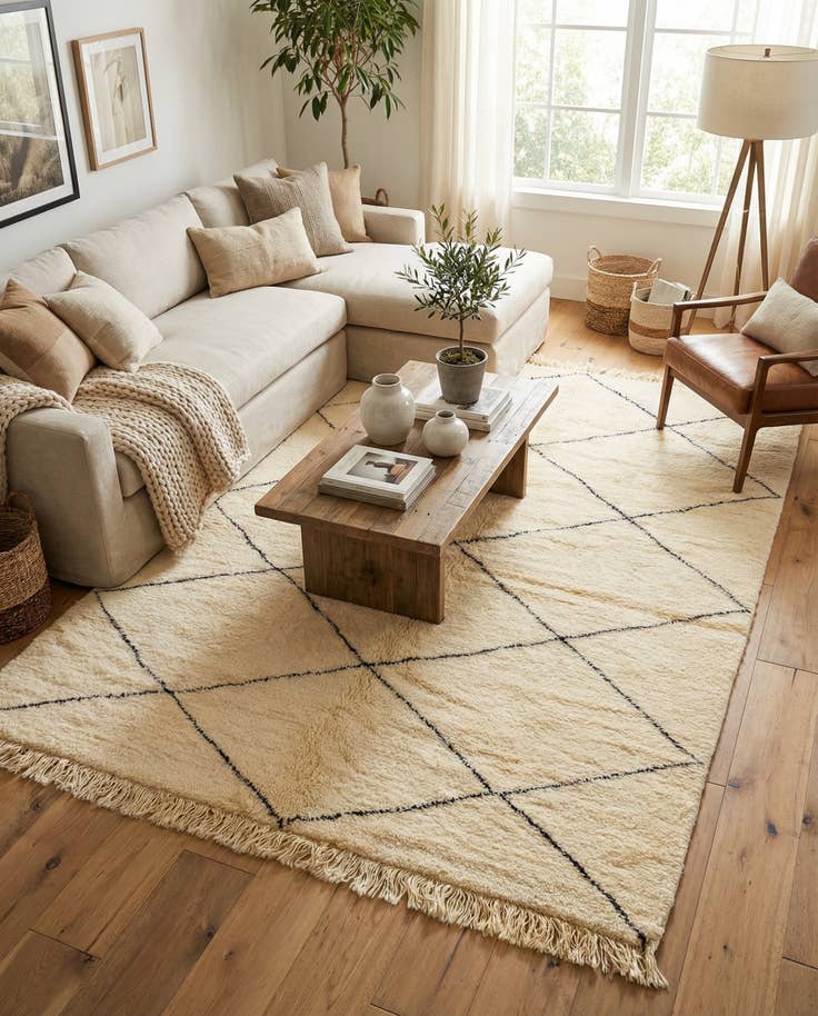 Detail image of 6' 7 x 9' 7 Hand Knotted Moroccan Wool Rug