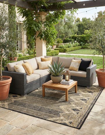 Charcoal Easy-Clean Modern Indoor / Outdoor Square Rug