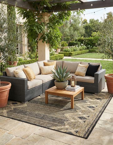 Charcoal Easy-Clean Modern Indoor / Outdoor Square Rug