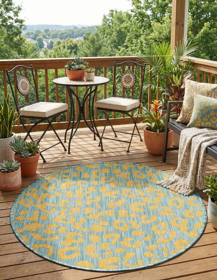 Detail image of 3' x 3'  Washable Safari Indoor / Outdoor Round Rug