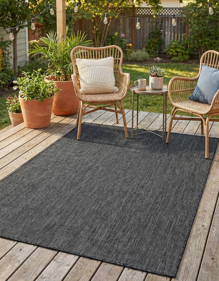 Detail image of  5' 3 x 7'  Washable Solid Indoor / Outdoor Rug