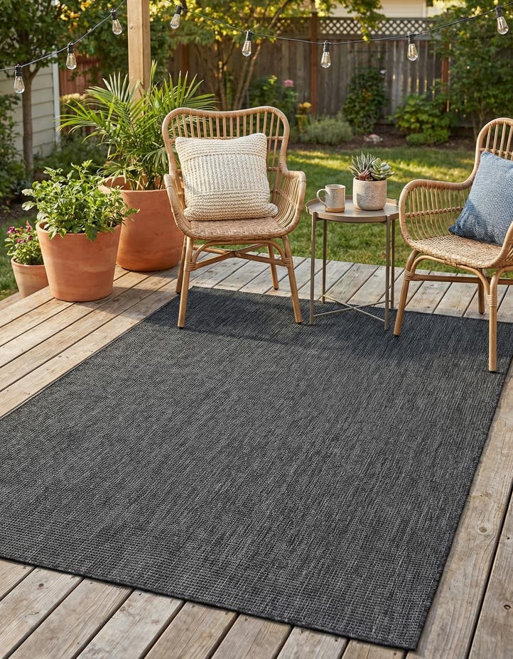 5' 3 x 7' Easy-Clean Solid Indoor / Outdoor ...