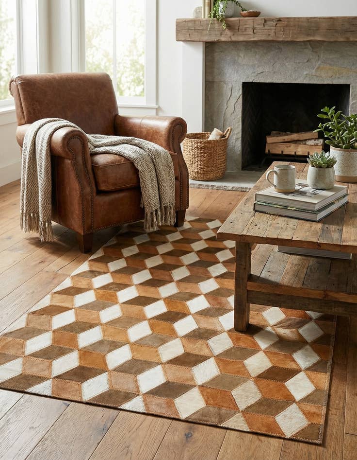 Detail image of  2' x 3' Cowhide Leather Rug