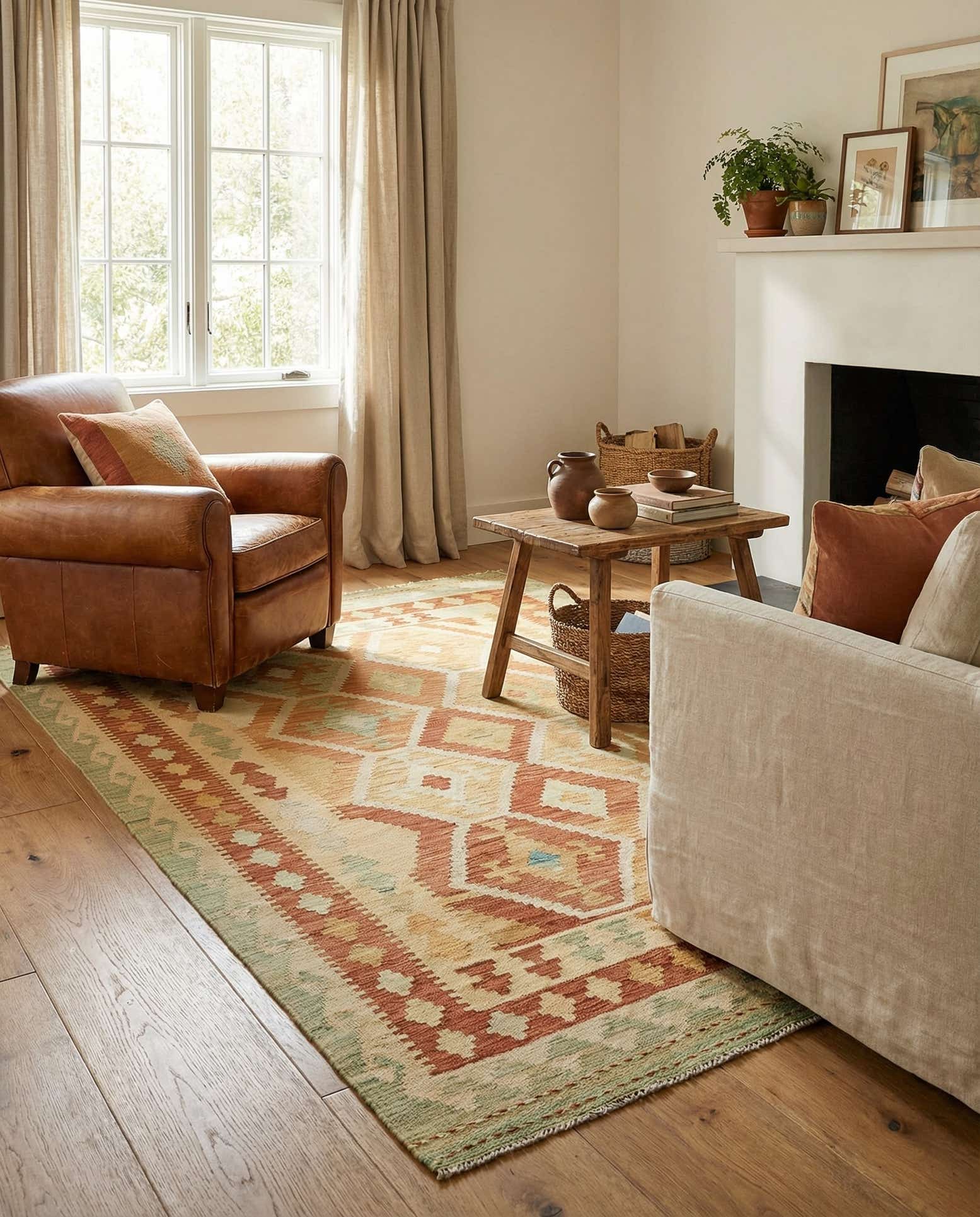 4' 10 x 6' 7 Hand Woven Kilim Waziri Wool Rug