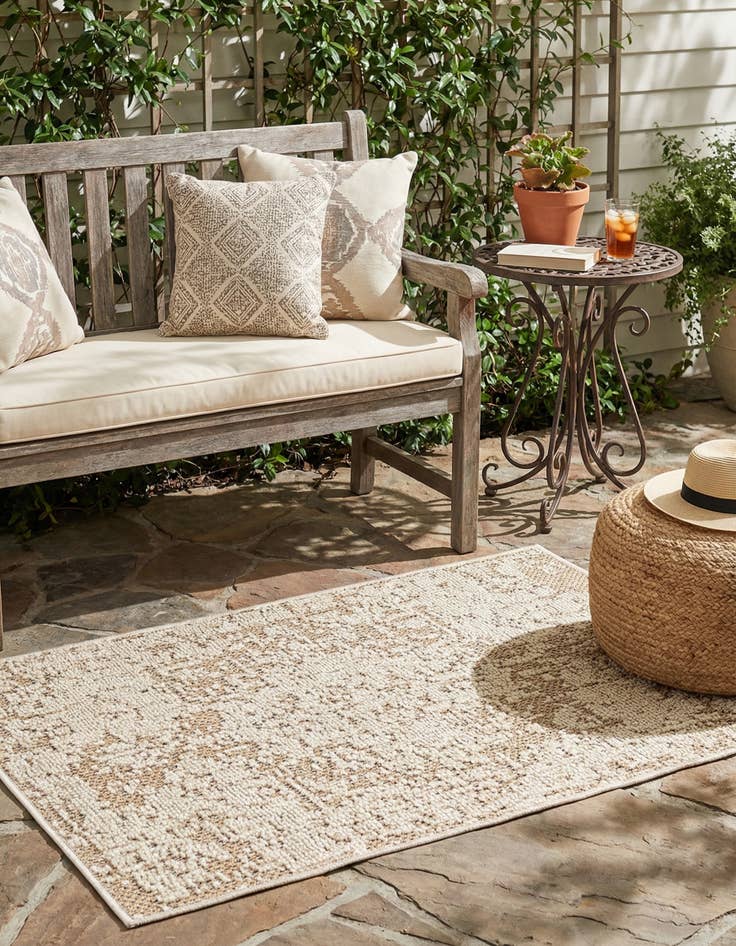 Detail image of 2' x 3' 1  Washable Traditional Indoor / Outdoor Rug