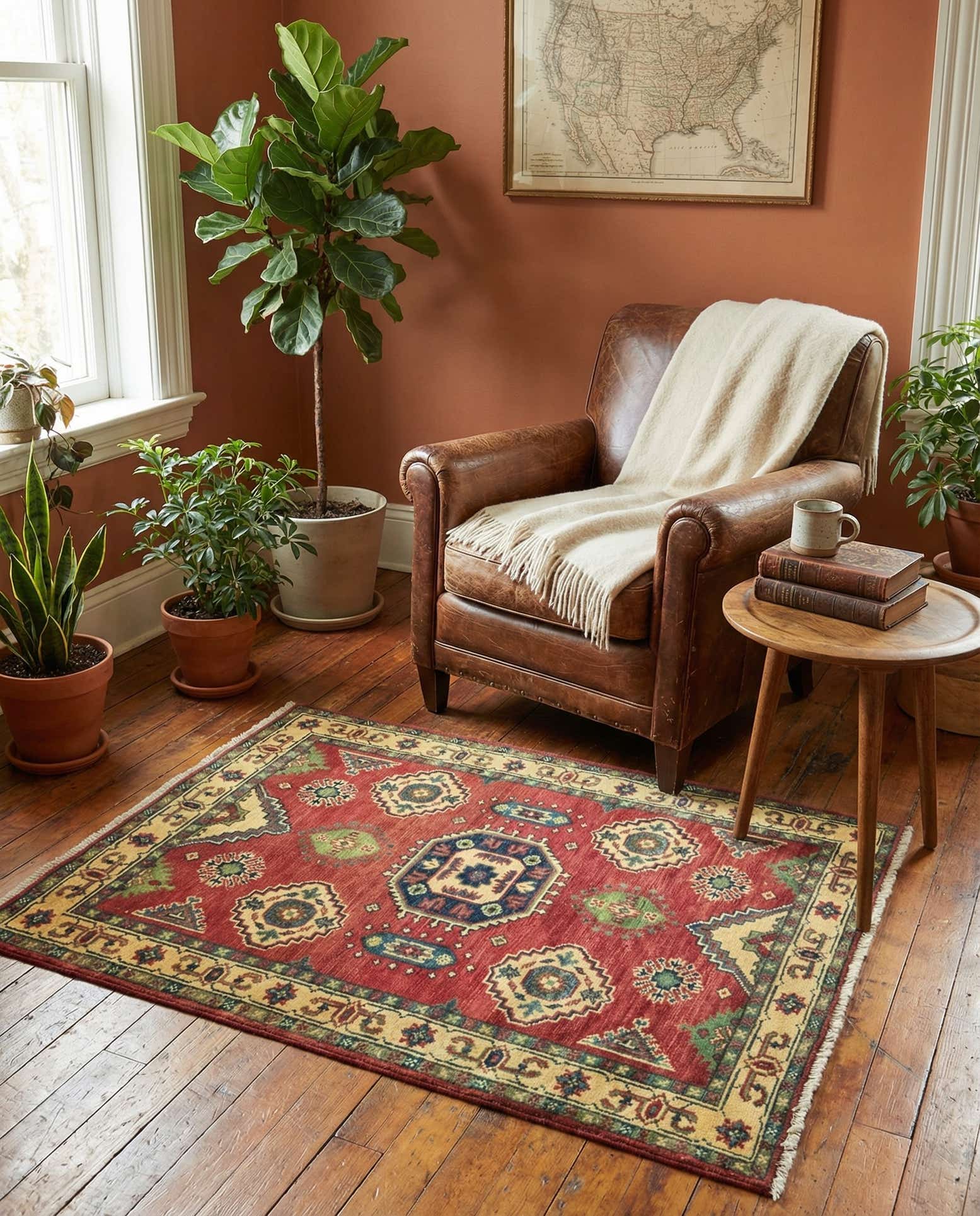 3' x 3' 9 Hand Knotted Kazak Rug