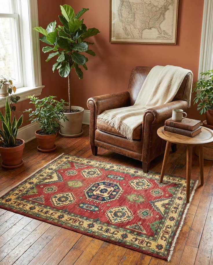 Detail image of 3' x 3' 9 Hand Knotted Kazak Rug