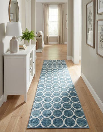 Blue Lattice Trellis Runner Rug