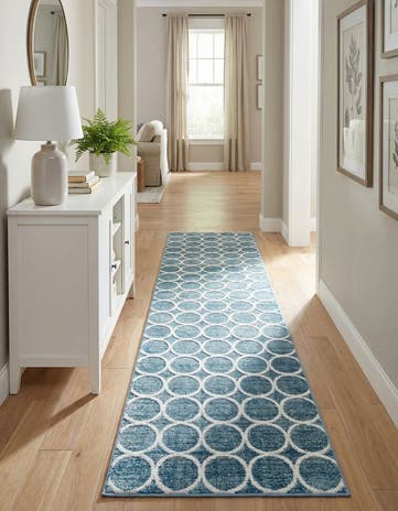Blue Lattice Trellis Runner Rug