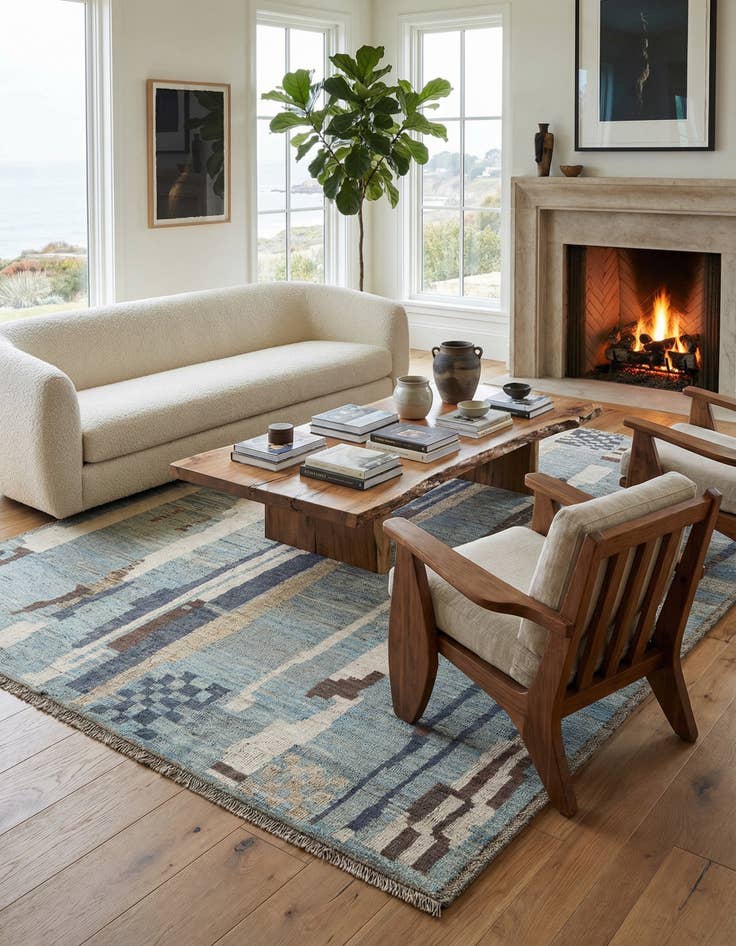 Detail image of 9' 6 x 11' 9  Hand Knotted Beni Marok Rug