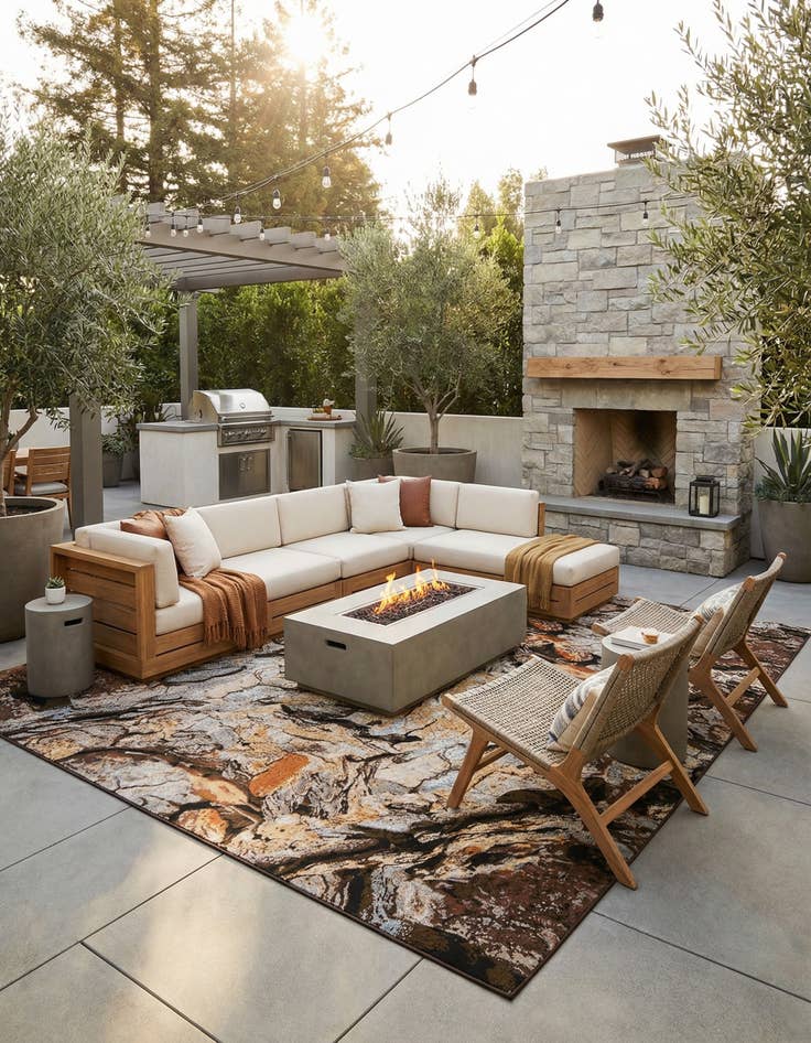 Detail image of  10' x 14'  Washable Modern Indoor / Outdoor Rug