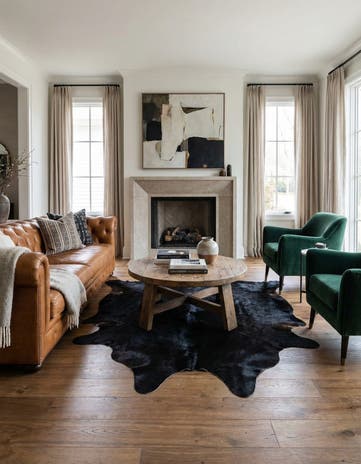 6' 1 x 7' 3 Cowhide Leather Rug