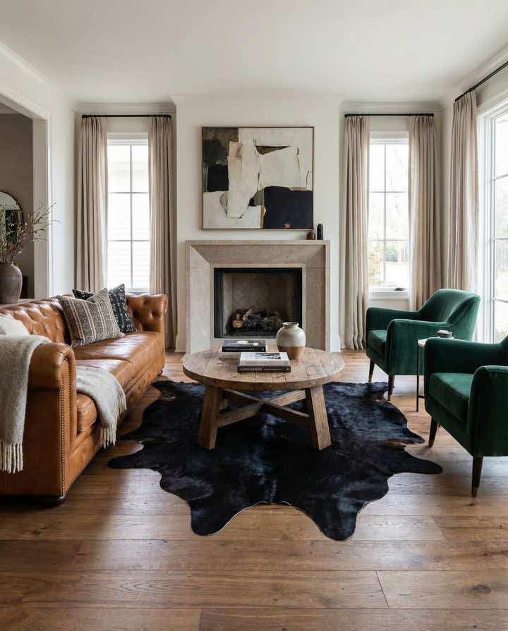 6' 1 x 7' 3 Cowhide Leather Rug