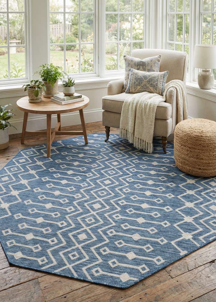7' x 7' Easy-Clean Trellis Indoor / Outdoor Octagon Rug