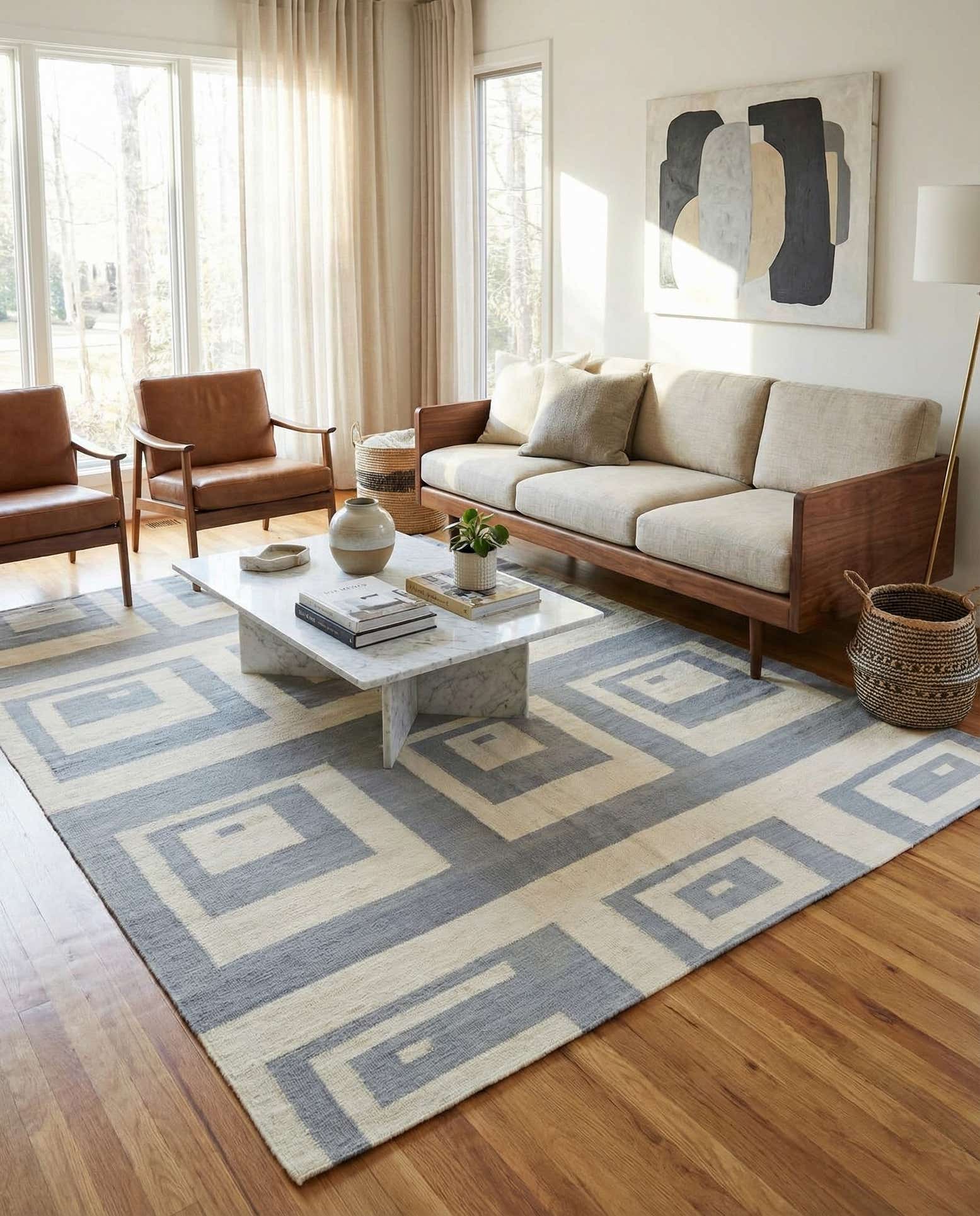 5' x 6' 6 Hand Woven Kilim Modern Wool Rug