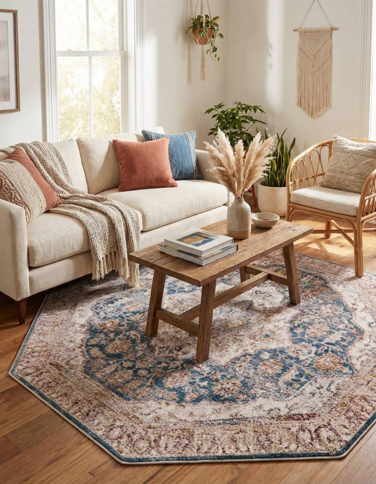 Detail image of  5' 3 x 5' 3 Deepa Octagon Rug