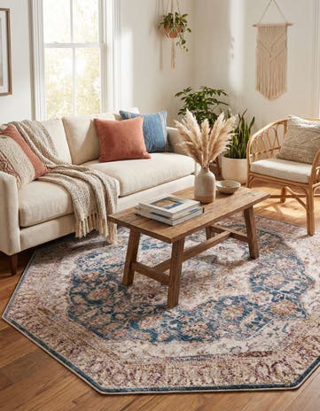 Blue Ivory Deepa Octagon Rug