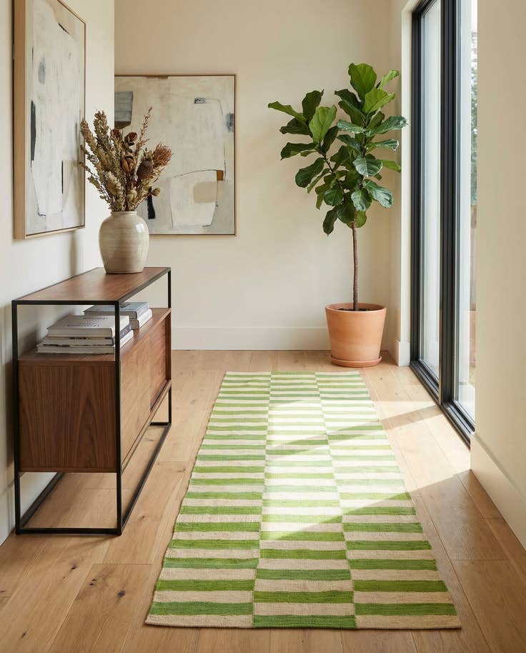 Detail image of 2' 9 x 9' 9 Hand Woven Kilim Modern Wool Runner Rug