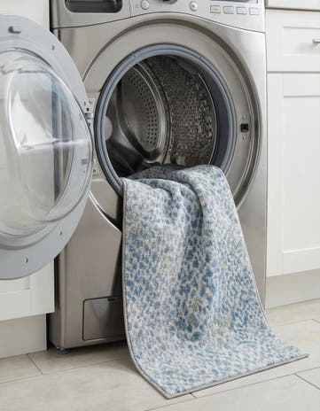 Ivory Blue Kamala Washable Runner Rug