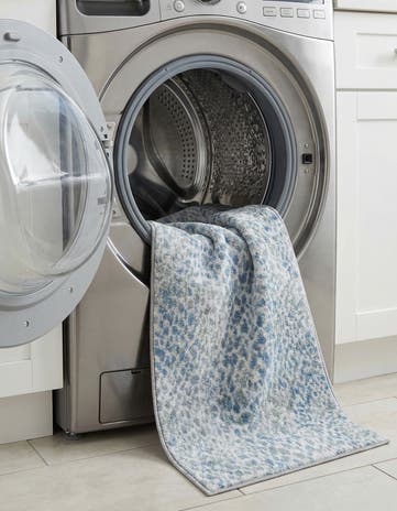 Ivory Blue Kamala Washable Runner Rug