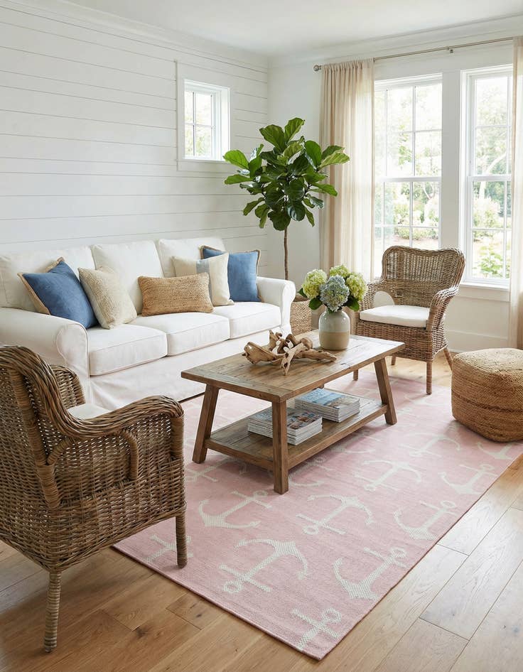 Detail image of 7' x 10'  Washable Coastal Indoor / Outdoor Rug