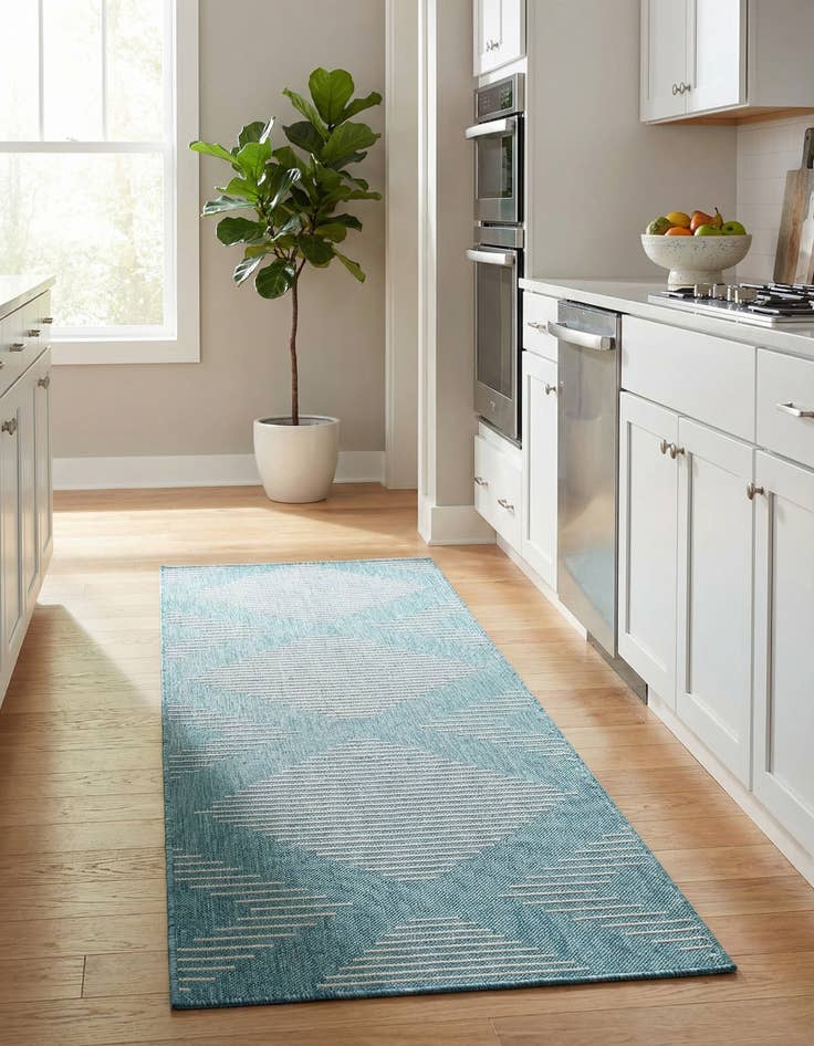 Detail image of  2' x 8'  Washable Modern Indoor / Outdoor Runner Rug