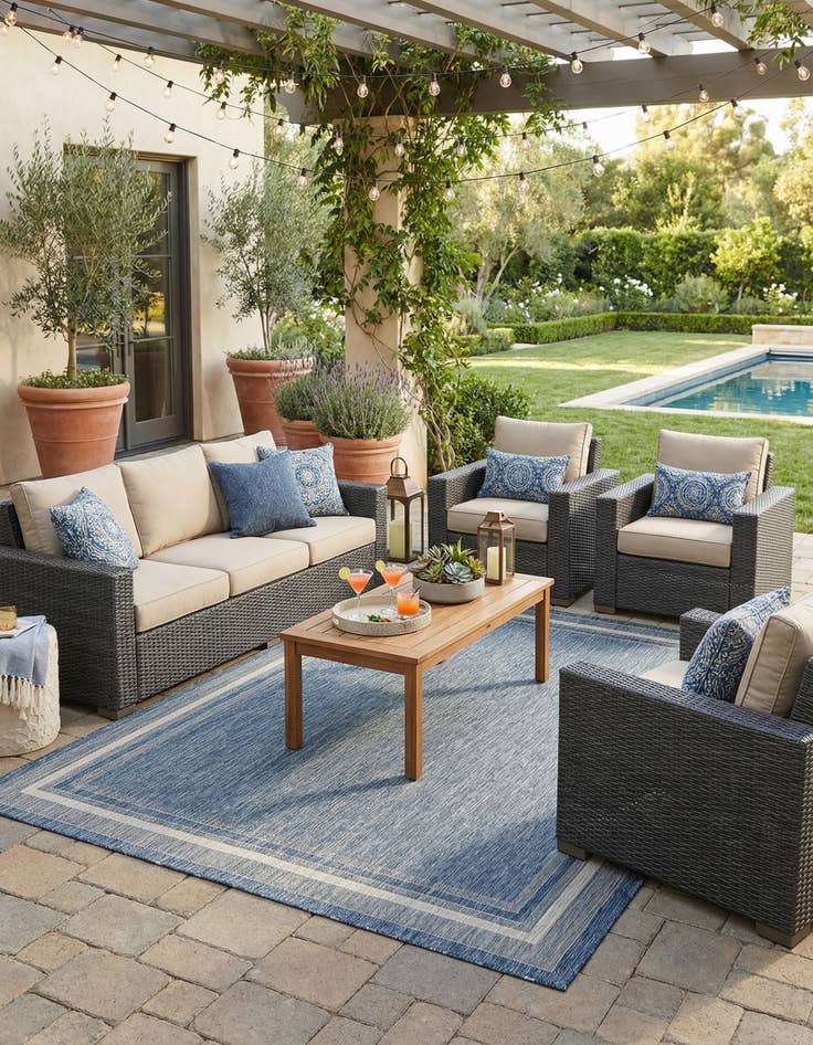 Detail image of 10' x 13' Easy-Clean Border Indoor / Outdoor Rug