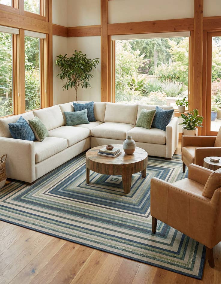 Detail image of 12' x 12'  Washable Baja Indoor / Outdoor Square Rug