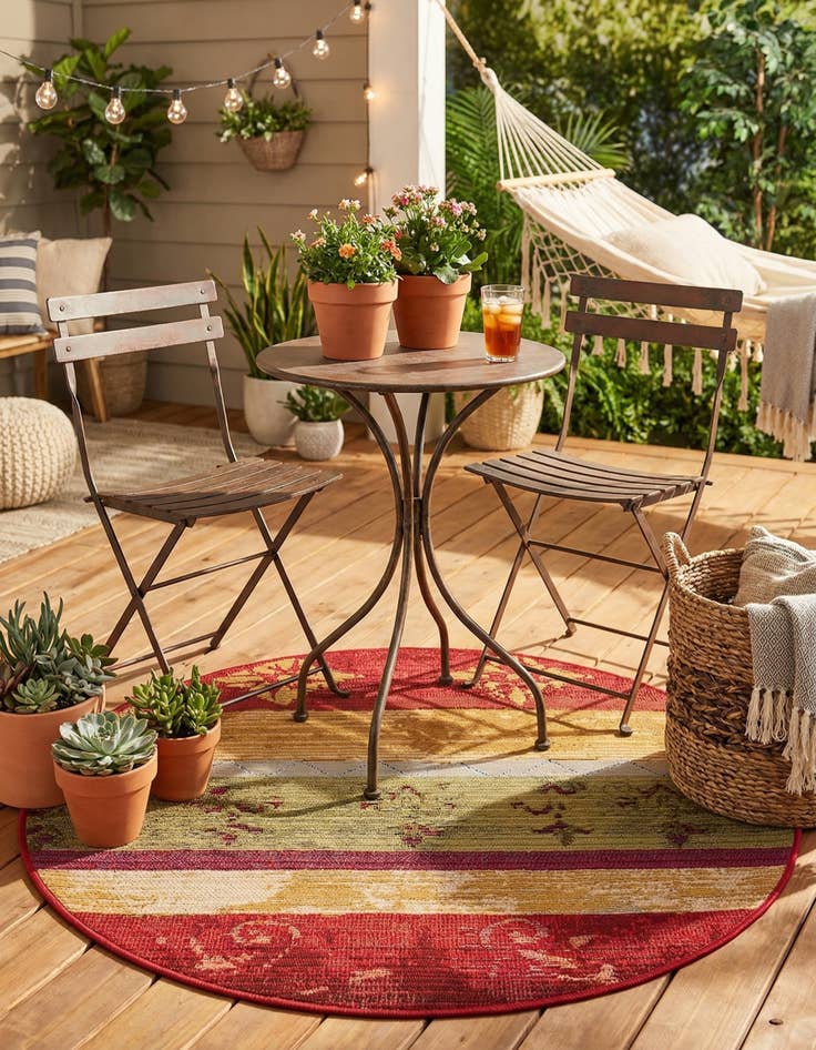 Detail image of 2' 7 x 2' 7  Washable Modern Indoor / Outdoor Round Rug