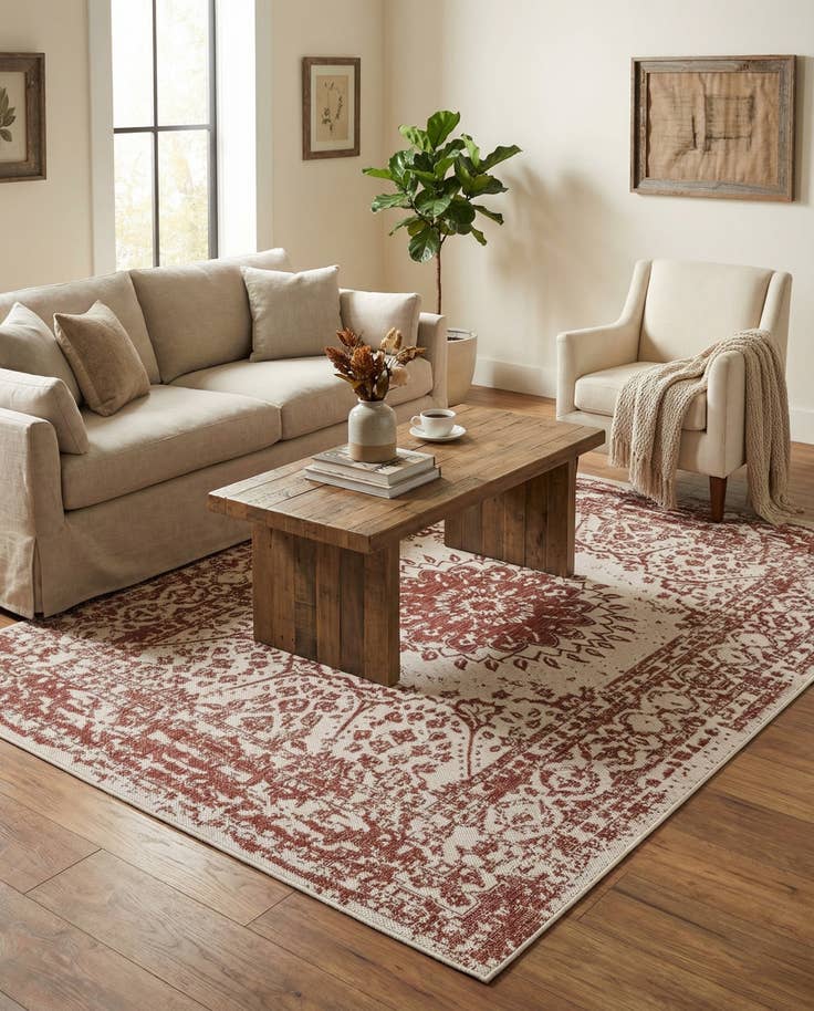 Detail image of 5' 3 x 8' Easy-Clean Traditional Indoor / Outdoor Rug