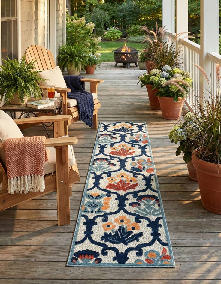 Detail image of  2' x 8'  Washable Belize Indoor / Outdoor Runner Rug