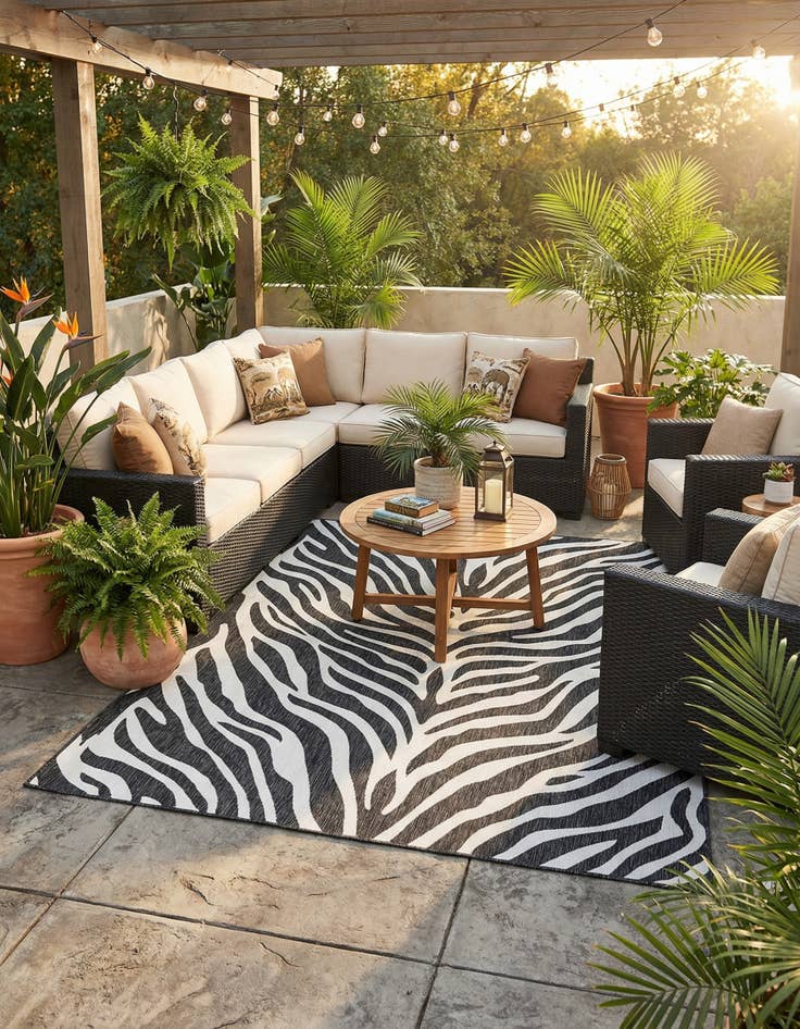 Detail image of 9' x 12'  Washable Safari Indoor / Outdoor Rug