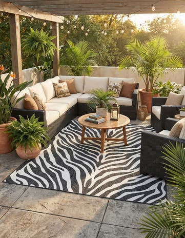 White Easy-Clean Safari Indoor / Outdoor Rug