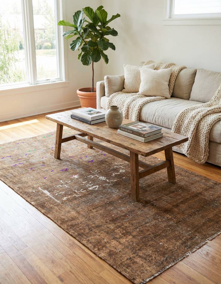 Detail image of 3' 8 x 7' 1  Hand Knotted Ultra Vintage Persian Wool Rug